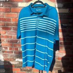 Under Armour Men's Blue Striped Polo Size 2XL